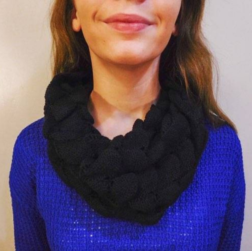 Scalloped Knit Infinity Scarf